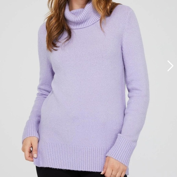 137. Pink & Gray Marble Ribbed Neck - Turtle neck sweater - Picture 1 of 17